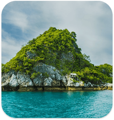 Tropical island with clear blue water