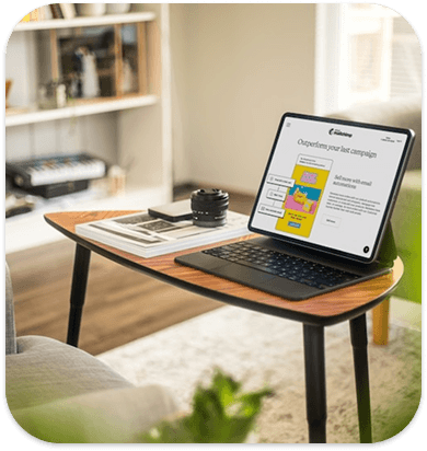 Desk with laptop and plants