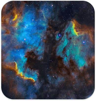 Blue and gold cosmic nebula